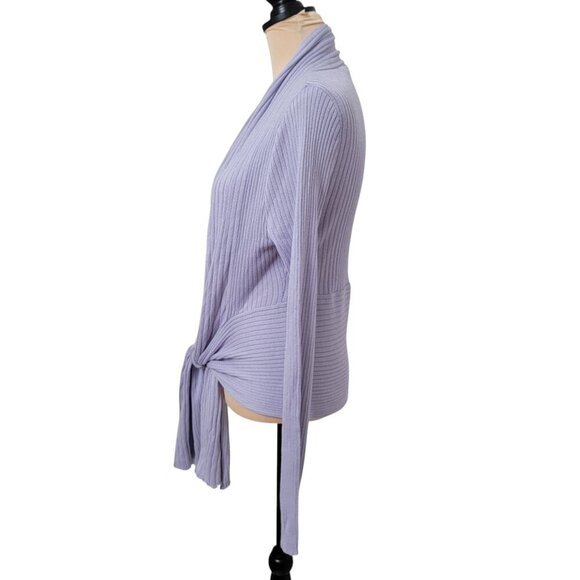 pop ulation Size L Light Lavender Drape Tie Front Cardigan Sweater - Picture 2 of 11
